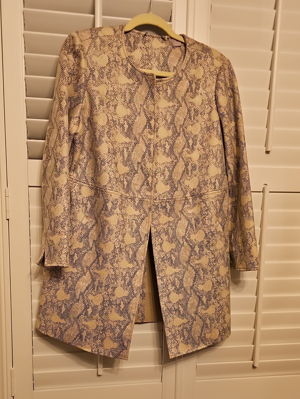 Chico's Cream Snakeskin-Print Long Coat